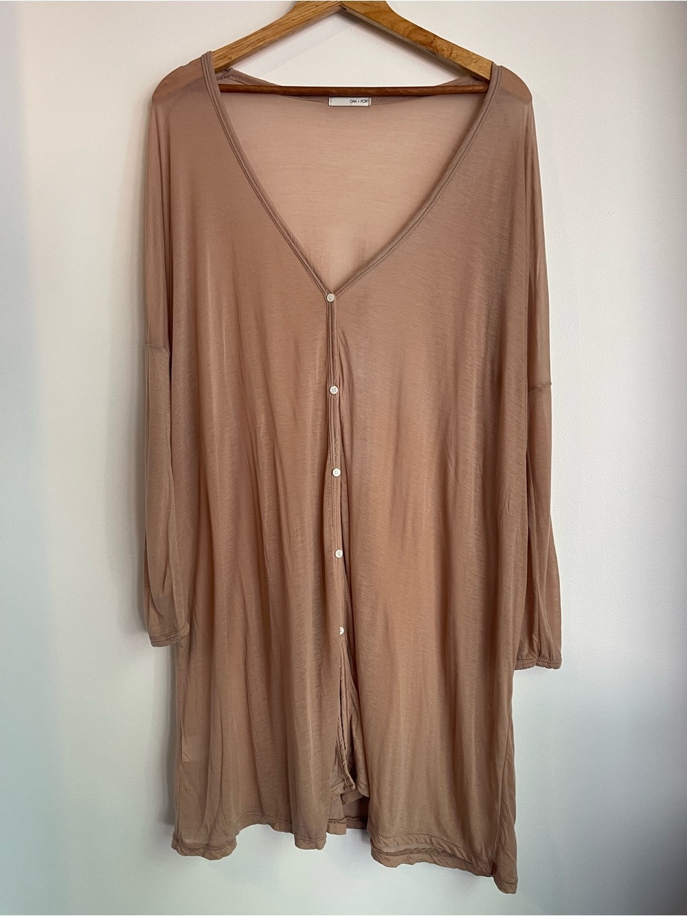 OAK+FORT Nude Beige Sheer Oversized Coverup Freesize Layering Fall Summer